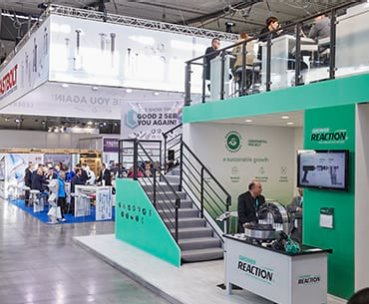 Exhibit stand space with exhibitors at Fastener Fair Global